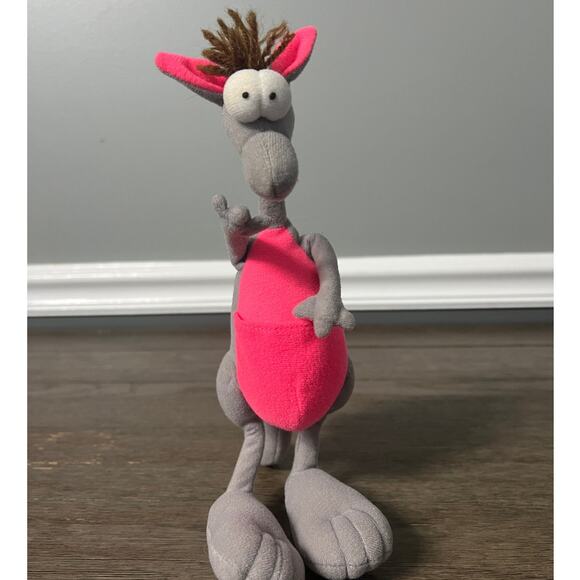 Vintage 1996 Toy Concepts Bendable/Poseable Grey and Pink Plush Kangaroo - Picture 1 of 5